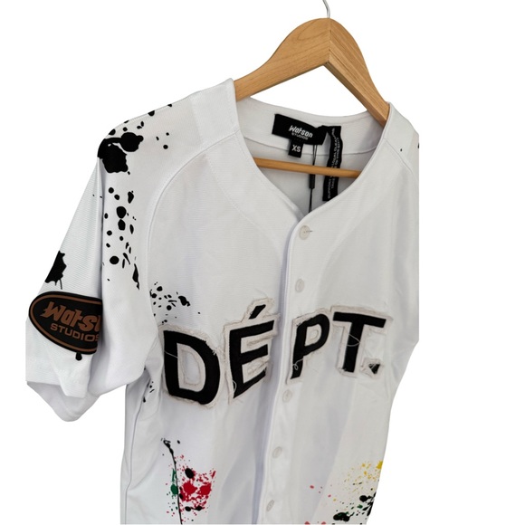 Watson Studios Dept De La Baseball White Baseball Jersey NWT Size XS - Picture 3 of 10